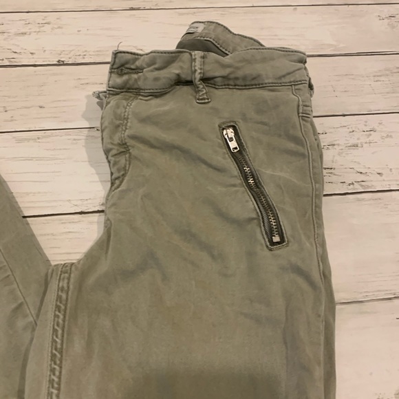 Zara jeans green size US 4 XS zippers skinny - Picture 2 of 9